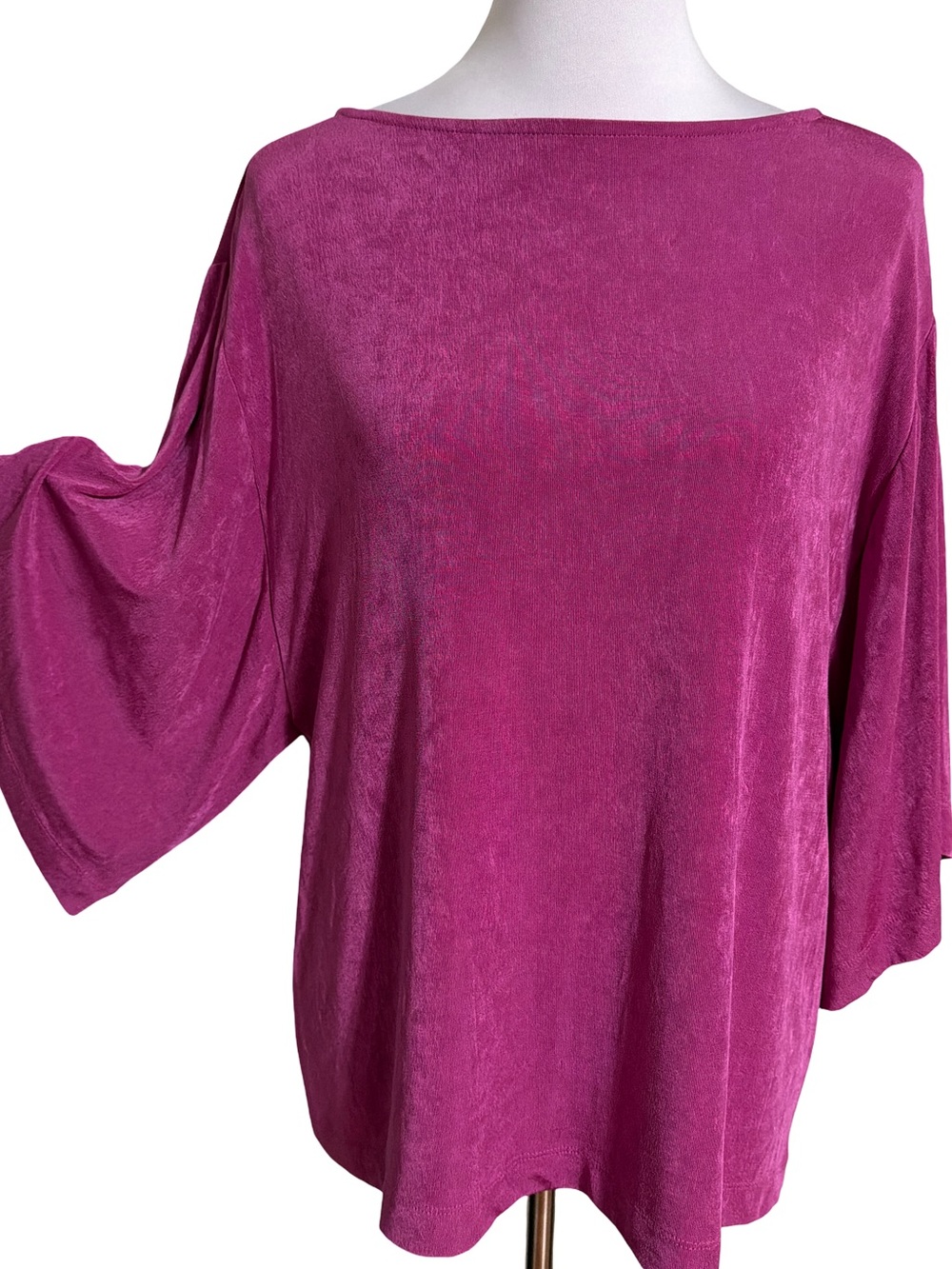 Chico's Travelers Magenta Velvet Boatneck Dolman Top
